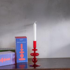 פמוט זכוכית - אדום